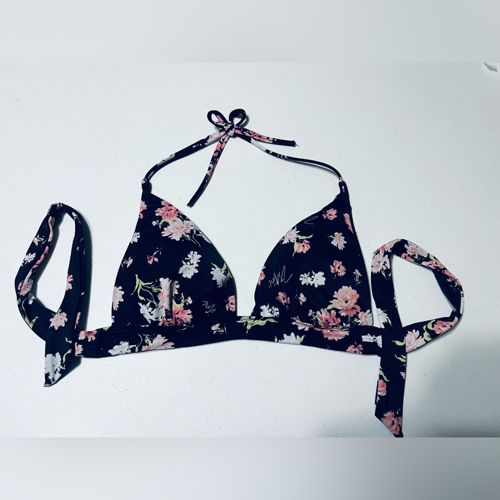 Victoria's Secret Black Floral Bikini Top